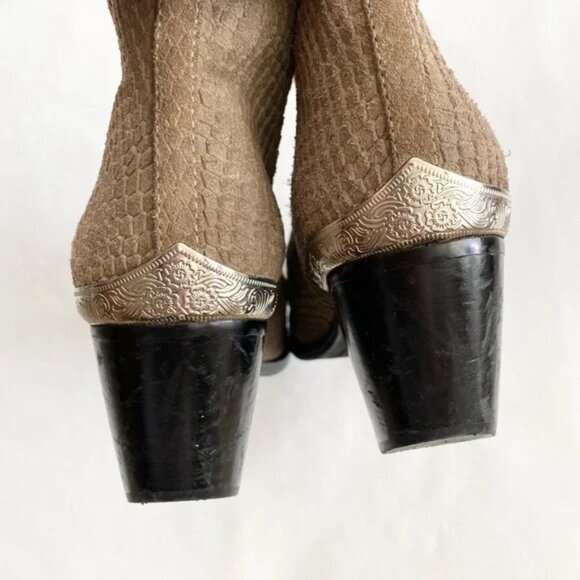 Jeffrey Campbell Cromwell Suede Bootie in Taupe Snakeskin - Picture 6 of 7